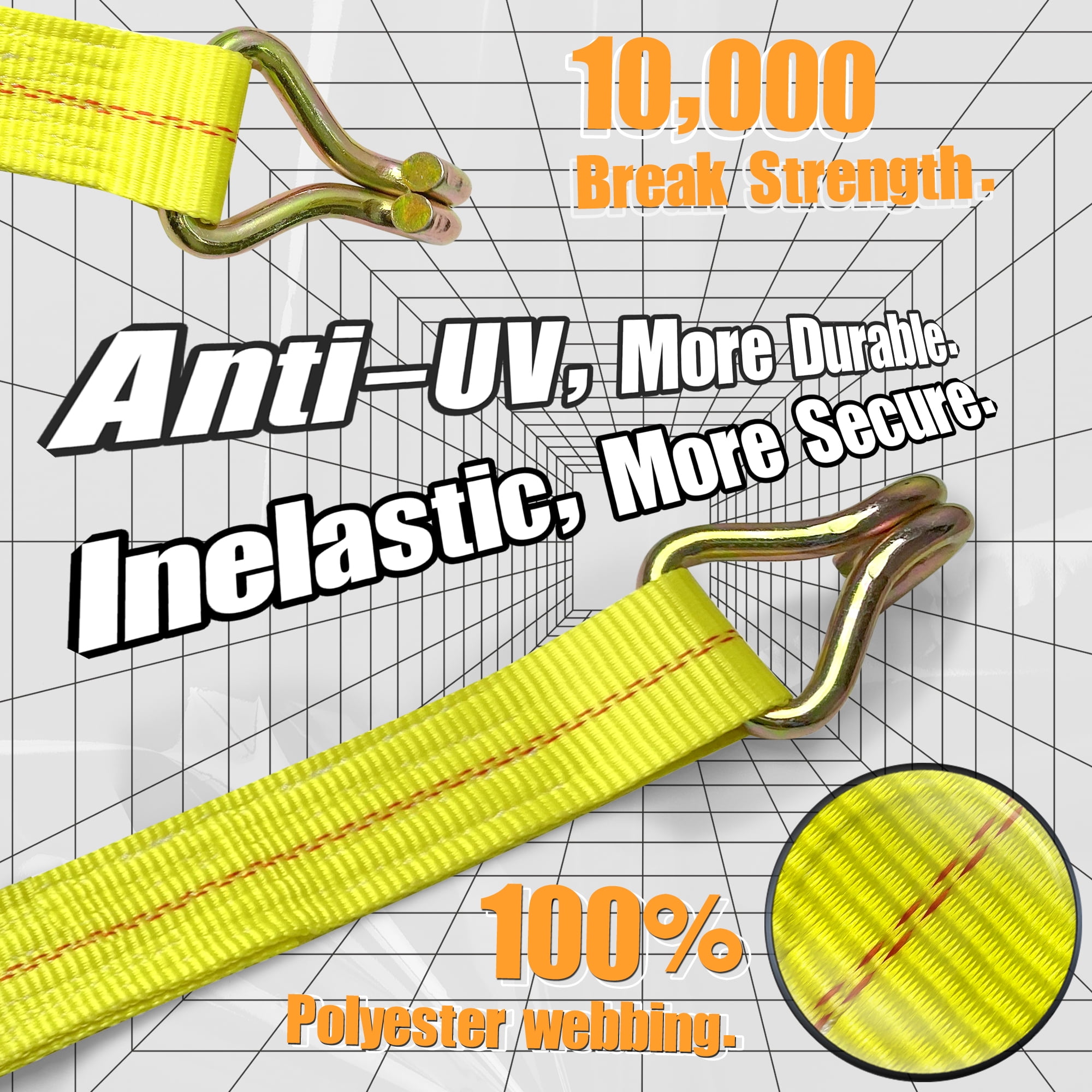 KJE Ratchet Straps Heavy Duty(4 Pack), 2" x 15' Ratchet Strap 10,000 Lbs Max Break Strength