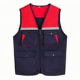 thumbnail image 2 of TOPTIE Reflective Working Vest with 4 Pockets Color Block Zipper Front High Visibility with Reflective Strips-Navy-S, 2 of 6