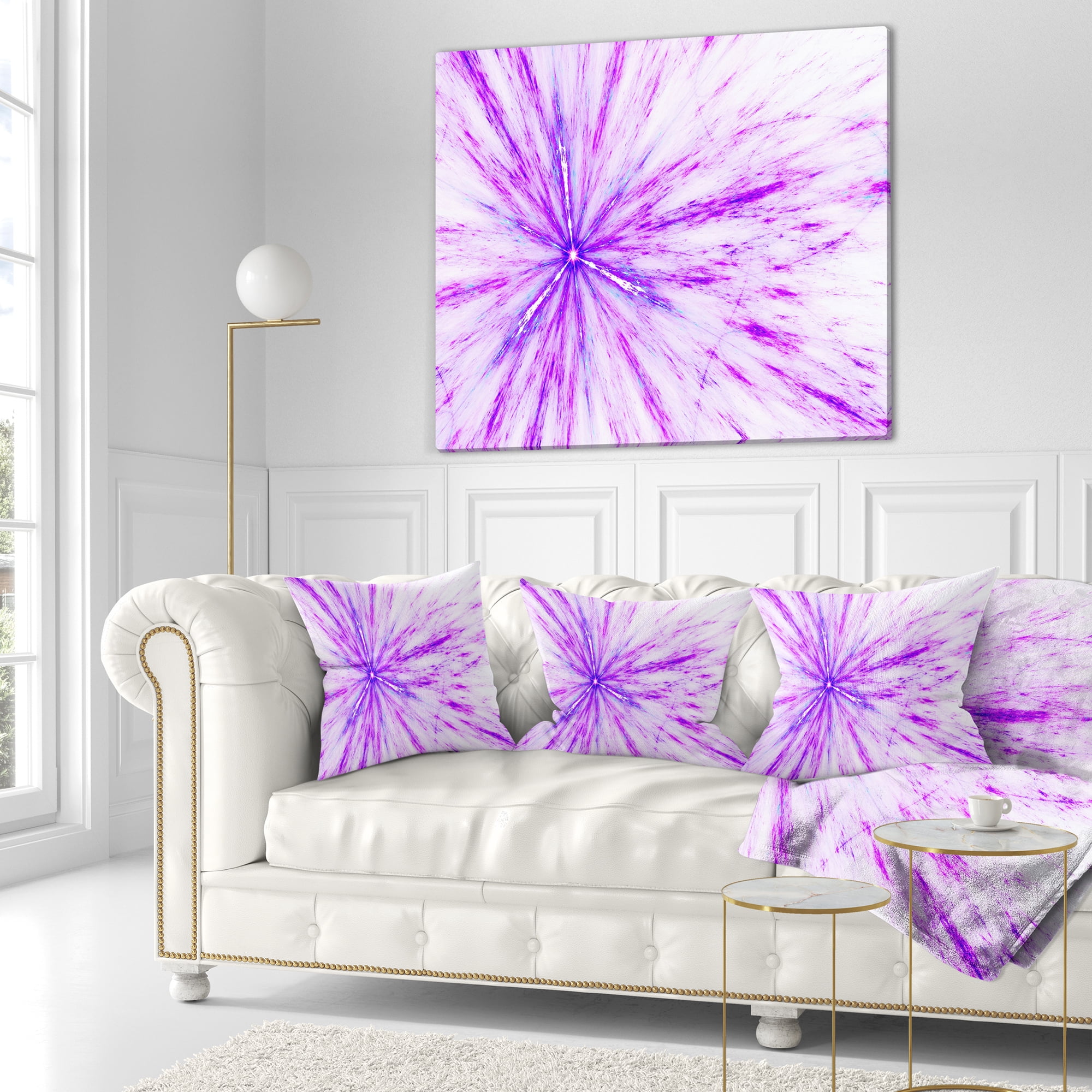 Designart Purple Flash of Supernova - Abstract Throw Pillow - 18x18