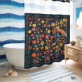 thumbnail image 5 of No Hook Shower Curtain, Boho Flowers Shower Curtains for Bathroom with See Through Top Window, Spring Abstract Watercolor Floral Leaf Waterproof & Washable Bath Curtain Extra Long 72"x84", 5 of 9