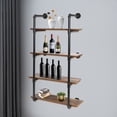 thumbnail image 4 of Miumaeov 4 Tier Wall-Mounted Wine Racks Industrial Pipe Steampunk Real Wood Wine Rack for Kitchen, Dinning Room Home Bar 24", 4 of 15