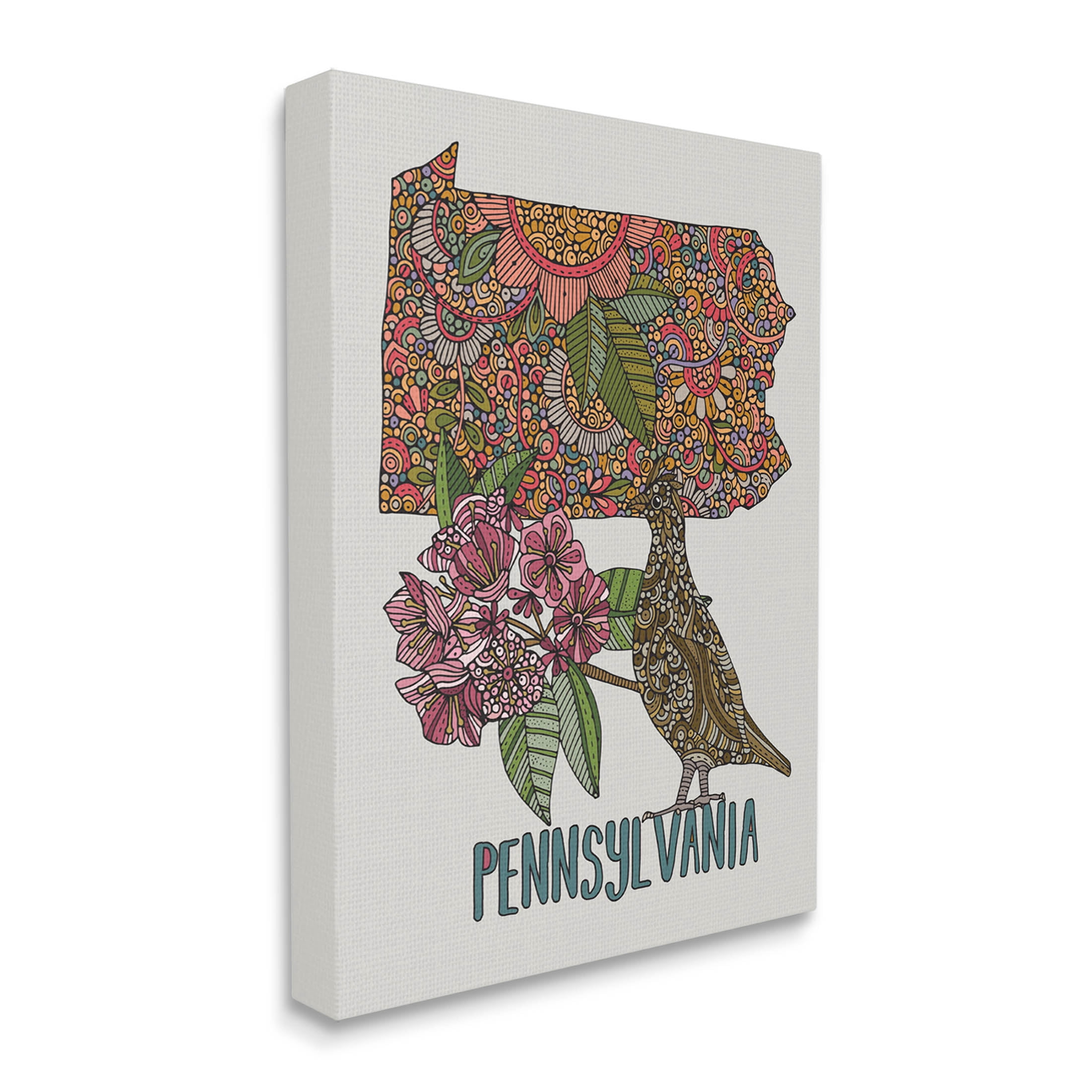 Stupell Industries Pennsylvania Patterned State Graphic Art Gallery Wrapped Canvas Print Wall Art, Design by Valentina Harper