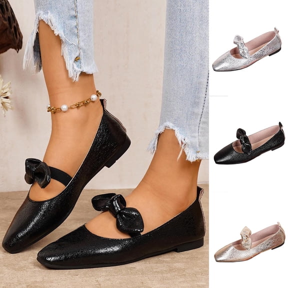 Miqool Womens Slip On Loafers Flat Shoes Round Toe Closed Toe Shallow Mouth Soft Sole Indoor Outdoor Casual PU Shoes