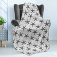 thumbnail image 4 of Nautical Soft Flannel Fleece Throw Blanket, Starfish Pattern on Uneven Stripes with Dots Monochromatic Image, Cozy Plush for Indoor and Outdoor Use, 50" x 70", Charcoal Grey and White, by Ambesonne, 4 of 5