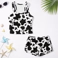 thumbnail image 5 of COEQINE Girls Tankini Set 2 Piece Swimsuit for Ages 10-11 Modest Racerback Bathing Suits with Chest Pads for Big Kid Tween Crewneck Top and Swim Shorts for Beach Pool, Cow Print, 5 of 8