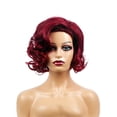 thumbnail image 2 of Fashionable Wine Red short curly synthetic wig/headpiece, 2 of 10