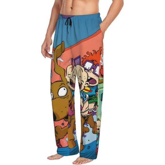 Mens Rugrats Pajama Pants Sleepwear Pajamas Vacation Sleep Pant With Pockets