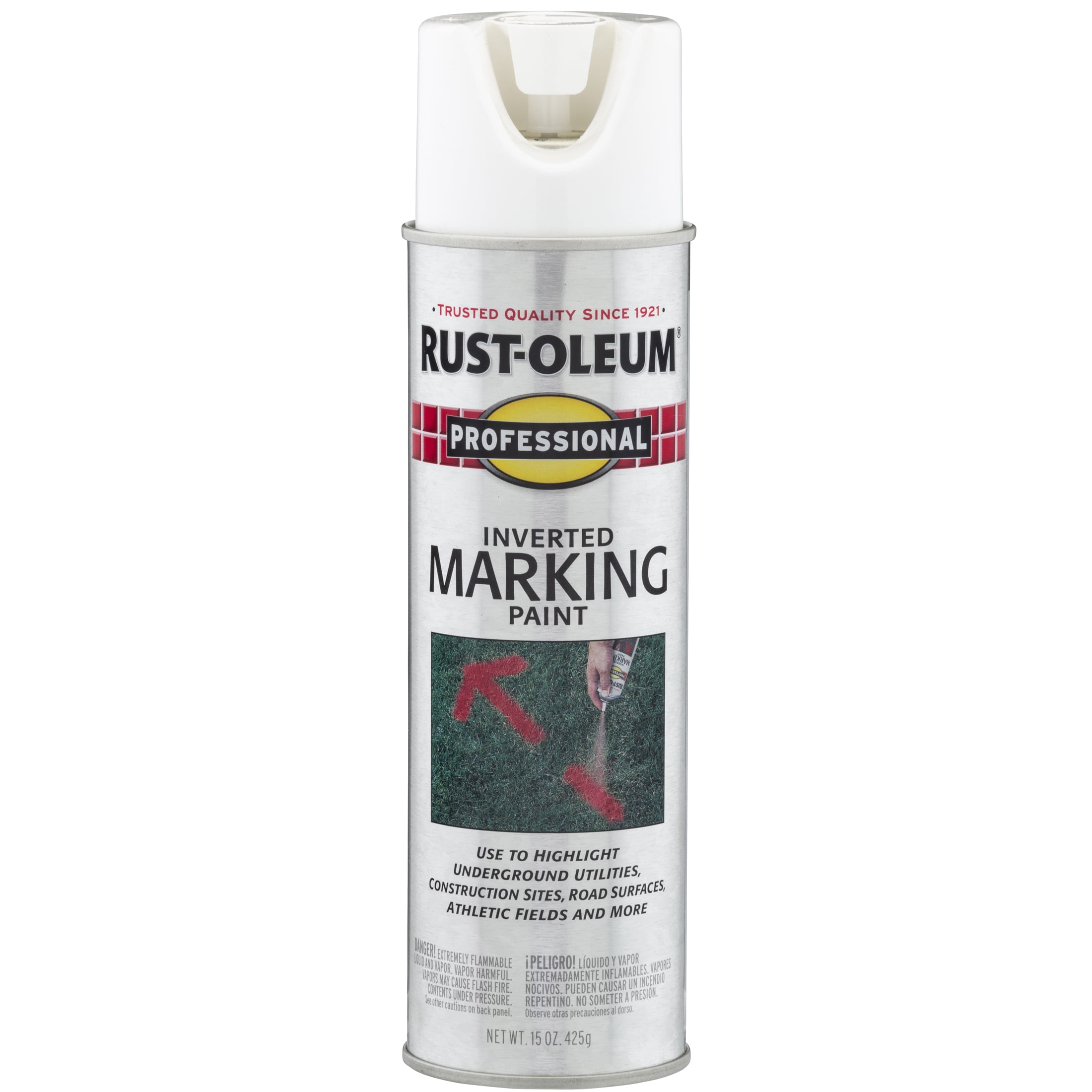 6 Pack, White, Rust-Oleum Professional Inverted Marking Paint Spray-2592838, 15 oz