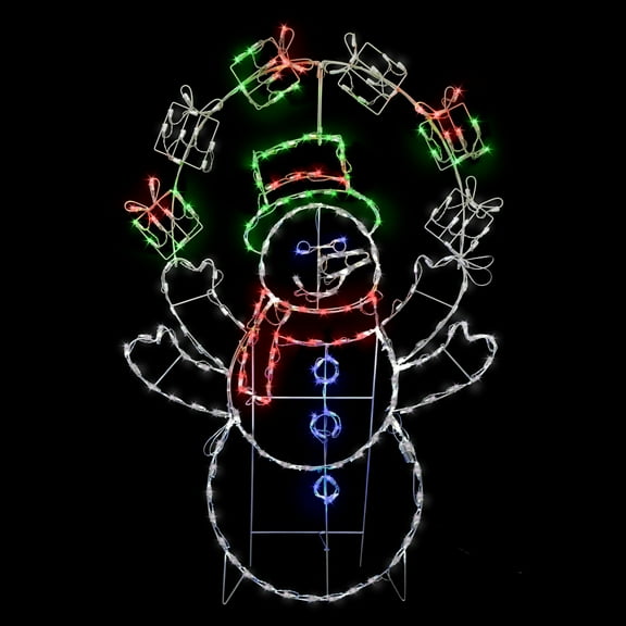 5' 2D Outdoor Snowman with 222 Multi-Color-Color LED Lights