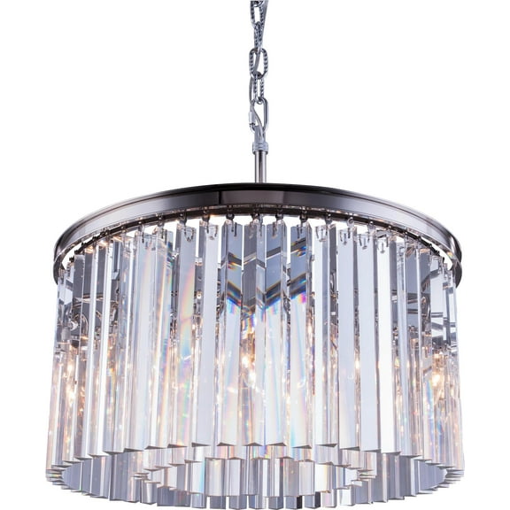 SYDNEY Pendant Lamp 8-Light Polished Nickel Golden Teak Smoky Crystal Silver