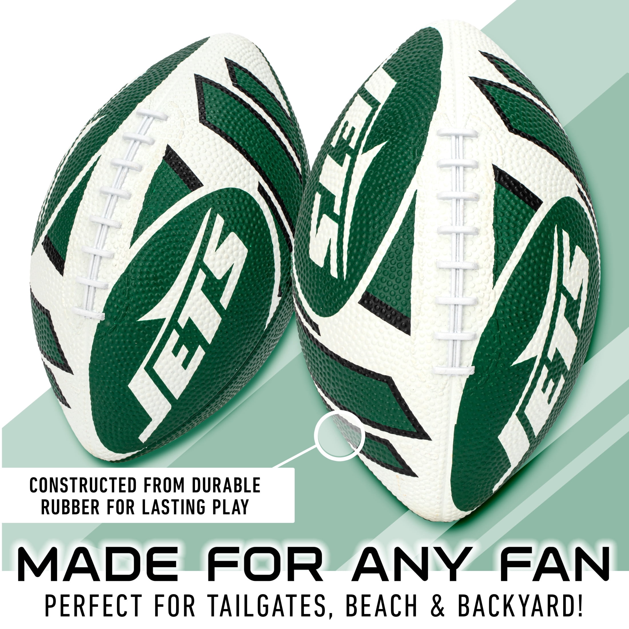 Franklin Sports NFL New York Jets Football - Youth Football - Mini 8.5" Rubber Football - Perfect for Kids - Team Logos and Colors!