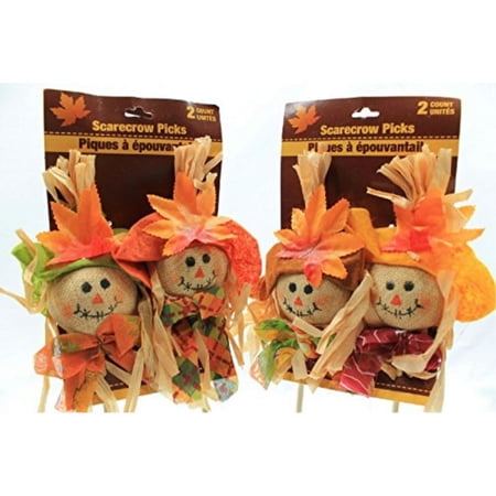 2 Count Smiling Scarecrows on Picks (Pack of 2) 2 Count Smiling Scarecrows on Picks (Pack of 2)