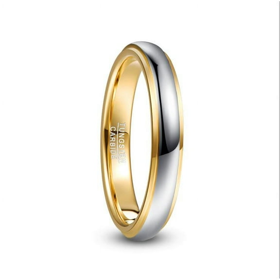 NUNCAD 4mm/6mm Tungsten Rings for Men Women Gold Silver Two-Tone Wedding Bands Comfort Fit Size 5-12