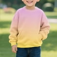 thumbnail image 5 of Children's Fashion Sweatshirts Long Sleeve Round Neck Pullover Top Girls Boys Gradient Color Sport Loose Sweatshirt with Pocket Yellow 7 Years, 5 of 6