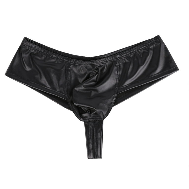 Mens leather cheap bikini underwear