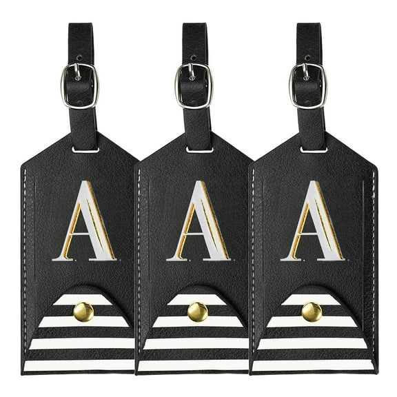 Uxcell Luggage Tags, Initial Letter Travel Luggage Baggage Labels Black A