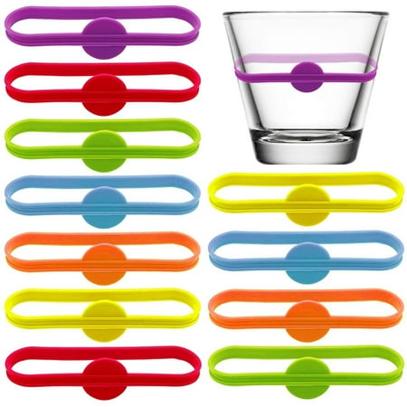 

1 Set/12pcs Food Grade Silicone Marks Long Strips Goblet Tag Wine Glass Markers Ring Wine Labels Glasses Drinking Tag Set For Bar Party