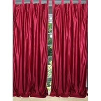 Mogul Maroon Curtains Tab Top Drape Panels Pair Window Treatment For Home Décor (84x48)