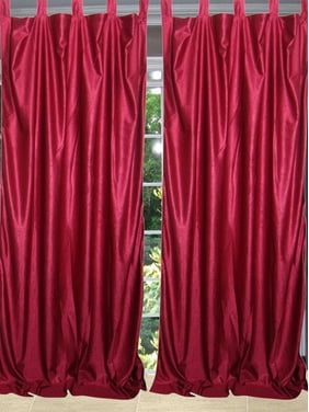 Mogul Maroon Curtains Tab Top Drape Panels Pair Window Treatment For Home Décor (84x48)
