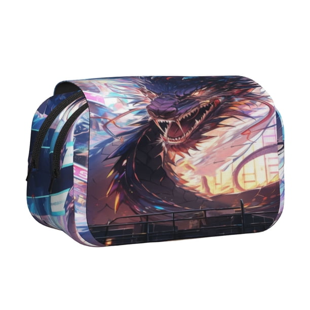 Easygdp Urban Style Colorful Dragon para Estuche de Lápices con Tapa Flip, Suministros de Oficina y Universidad para Adolescentes y Adultos