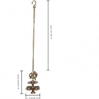 Ashopi Hanging Bird Diya mad in Brass with 4 Deepak- Antique Finish Home Decor Oil lamp