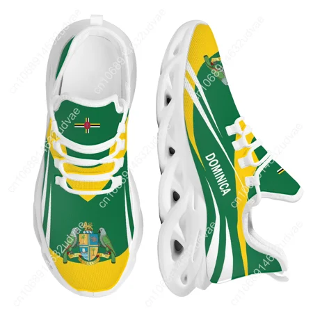 

Dominica Flag Designer Sneaker For Women Flag Print Comfortable Platform Sports Shoes White Sole Knitted Blade Shoes
