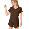 thumbnail image 5 of EnJoCho Girls 2 Piece Summer Outfits Girls Vacation Shirts for School Summer Camp Tween Short Sleeve Crew Neck T Shirt Elastic Waist Shorts Matching Set Pockets Athletic Sets, 5 of 9