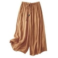 thumbnail image 2 of Karight Linen Pants for Women Cotton Baggy Boho Casual Palazzo Pants Wide Leg Long Lounge Trousers with Pockets Orange, 2 of 4
