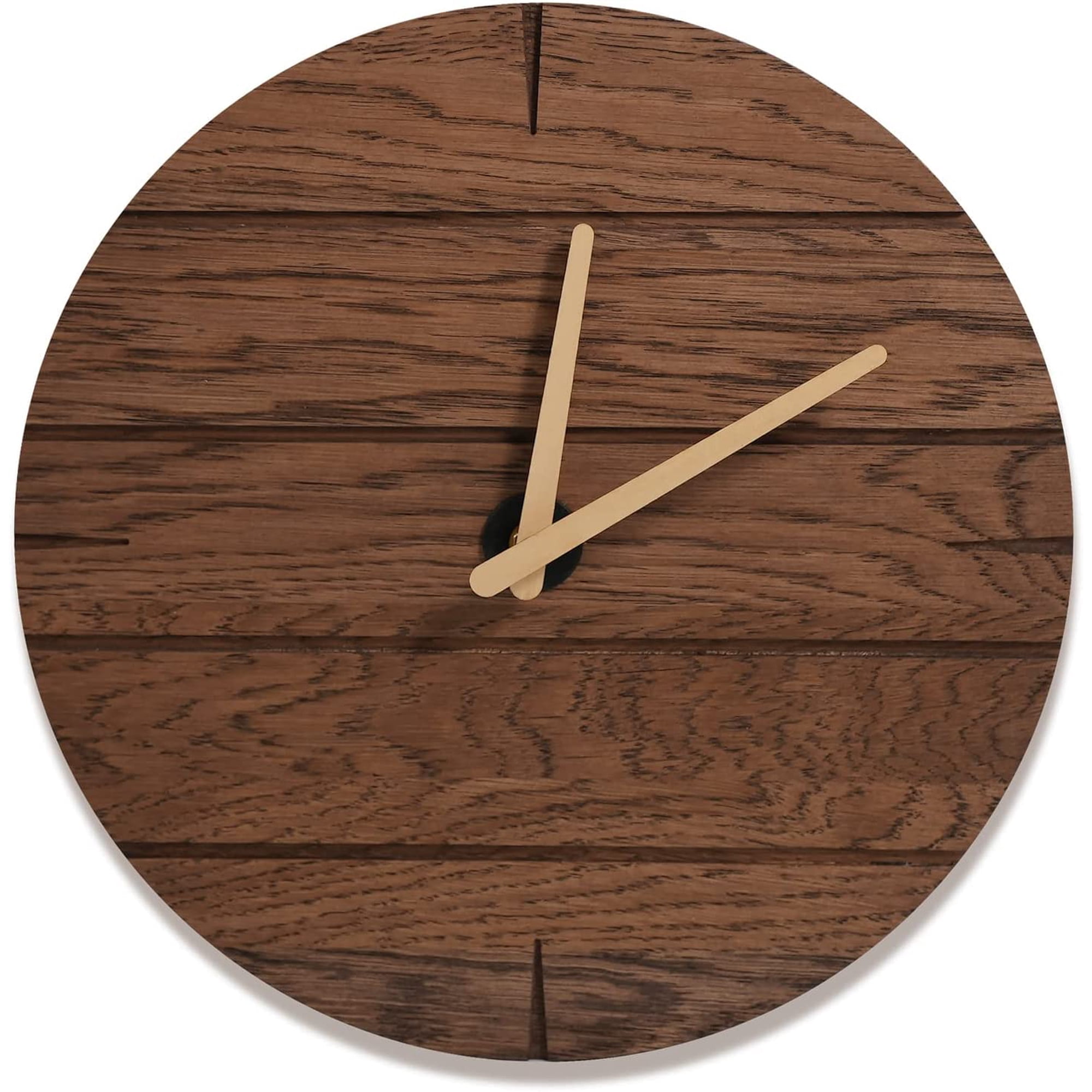 CONSDAN Vintage Oak Solid Wood Wall Clock, 12 , Walnut Color Round