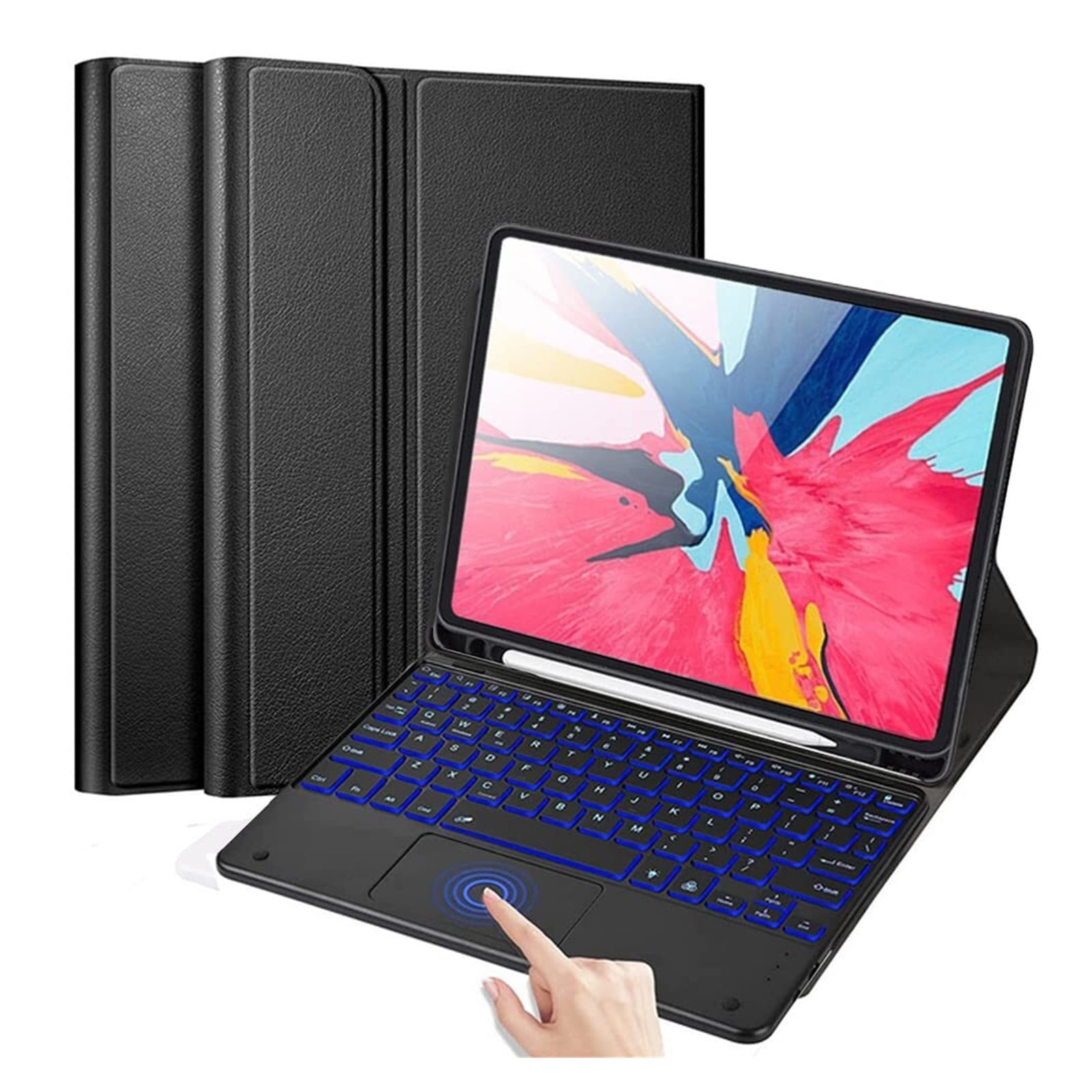 HPZZ Backlit Touchpad Keyboard Case Compatible with iPad Pro 12.9" 2017/2015, Magnetically Detachable Wireless Bluetooth Keyboard Cover with Pencil Holder for iPad Pro 12.9 1st / 2nd Gen, Black