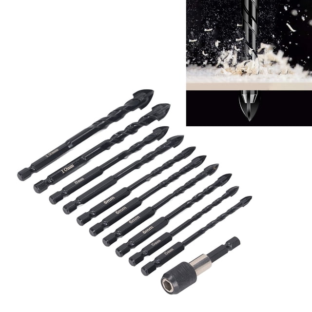 Broca de Taladro de Mosaico, 11 PCS Anti Cracking Masonería Bit Bit Carbide para Mármol