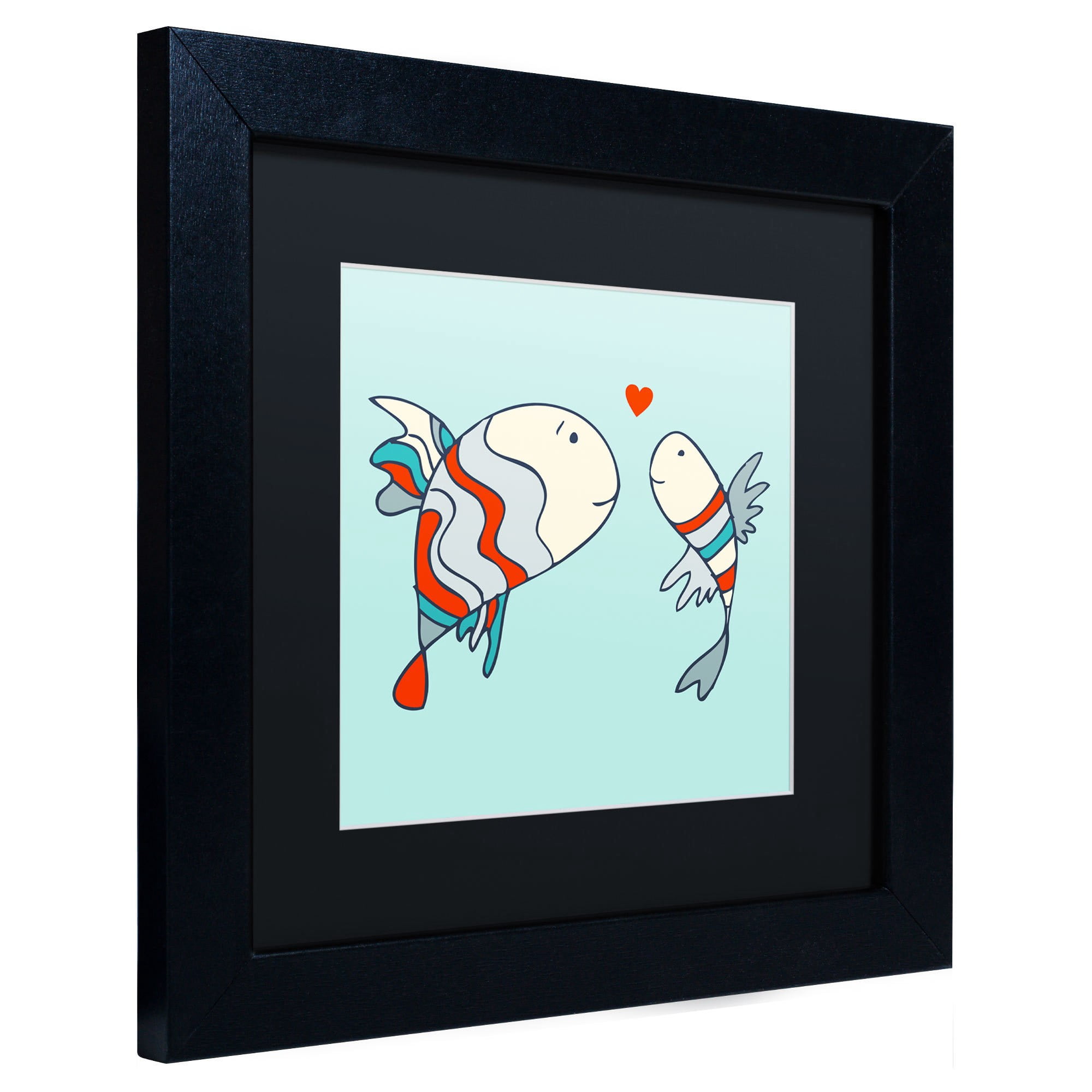 Carla Martell 'Two Little Love Fish' Black Matted Framed Art