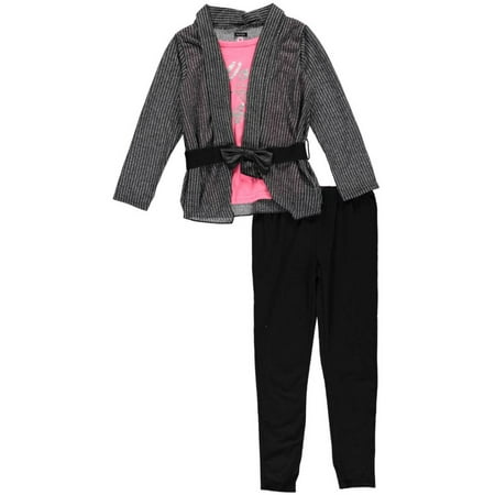 Kensie Big Girls' "Work of Art - Stripe" 2-Piece Outfit (Sizes 7 - 16) - black/multi, 10
