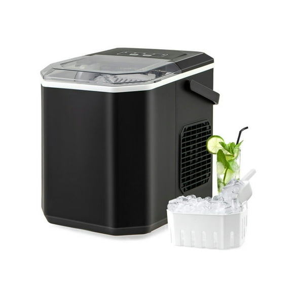 Spaco Portable Countertop Ice Machine, Ice Maker Countertop with Self-Cleaning, Electric Ice Cube Maker for Indoor as Home, Kitchen, Office, Party, Black