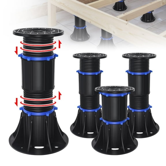 LOSCHEN 4PCS Adjustable Height Bed Support Legs 8.4-13.5 inch, Bed Frame Support Legs for Bed Slat, Bed Support Reinforcement Parts Bed Frame Support Replacement