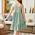 thumbnail image 4 of XADYUY Girls Summer Dress Size 7-8 Casual A-Line Spaghetti Strap Midi Dress Cute Pleated Solid Color Swing Teens Summer Dress,8-9 Years Mint Green, 4 of 4