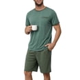 thumbnail image 5 of GENTS BLISS Men Pajamas Set Crewneck 2 Piece Set Short Sleeve Shirt with Color Block Pocket and Soft Shorts Loungewear, 5 of 11