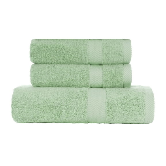 Vat Dyed Terry Cotton Towel, Set of 3, Mint Green