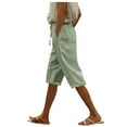 thumbnail image 1 of Kcodviy Shorts pour Femmes Confortables Décontractés Pantalons Décontractés pour Femmes Confortables Amples Shorts d'Été de Plage Pantalons Décontractés pour Femmes Taille Grande Ajourés à Revers Shorts de Randonnée avec Poche, 1 of 5
