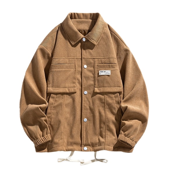 Men's Cargo Jacket Streetwear Oversize Lightweight Button Up Coat for Spring Fall Season