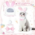 thumbnail image 3 of Dalrosia Easter Pet Bunny Costume Set Including Cute Bunny Rabbit Hat with Ear Pet Headband Lace Skirt Tail White Pink Pet Theme Party Accessory Supplies for Small Dog Cat, 3 of 5
