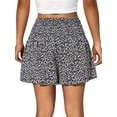 thumbnail image 3 of Boho Floral High Waist Drawstring Skorts for Women - Summer Ruffle Flowy Skirts Black L, 3 of 7