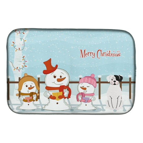 Caroline's Treasures Merry Christmas Carolers White Boxer Cooper Dish Drying Mat
