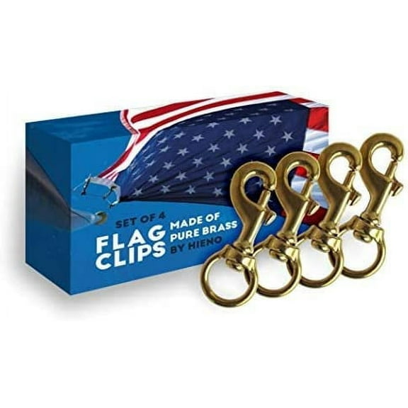 Hieno Supplies Flag Clips for Rope 4-Pack - Durable 3.2” Bronze Brass Snap Clip