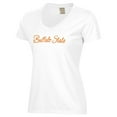 thumbnail image 2 of Women's  White Buffalo State Bengals Script Logo Comfort Wash V-Neck T-Shirt, 2 of 3