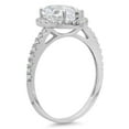 thumbnail image 2 of 2.38 ct Pear Cut Genuine Cultured Diamond SI1-SI2 J-K 18K White Gold Halo Promise Wedding Statement Engagement Designer Ring W/ Crystal side stones size 8, 2 of 6