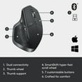 thumbnail image 5 of Logitech MX Master 2S Bluetooth Edition Wireless Mouse, Multi-Surface, Graphite, 5 of 13