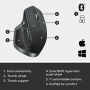 Logitech MX Master 2S Bluetooth Edition Wireless Mouse, Multi-Surface, Graphite