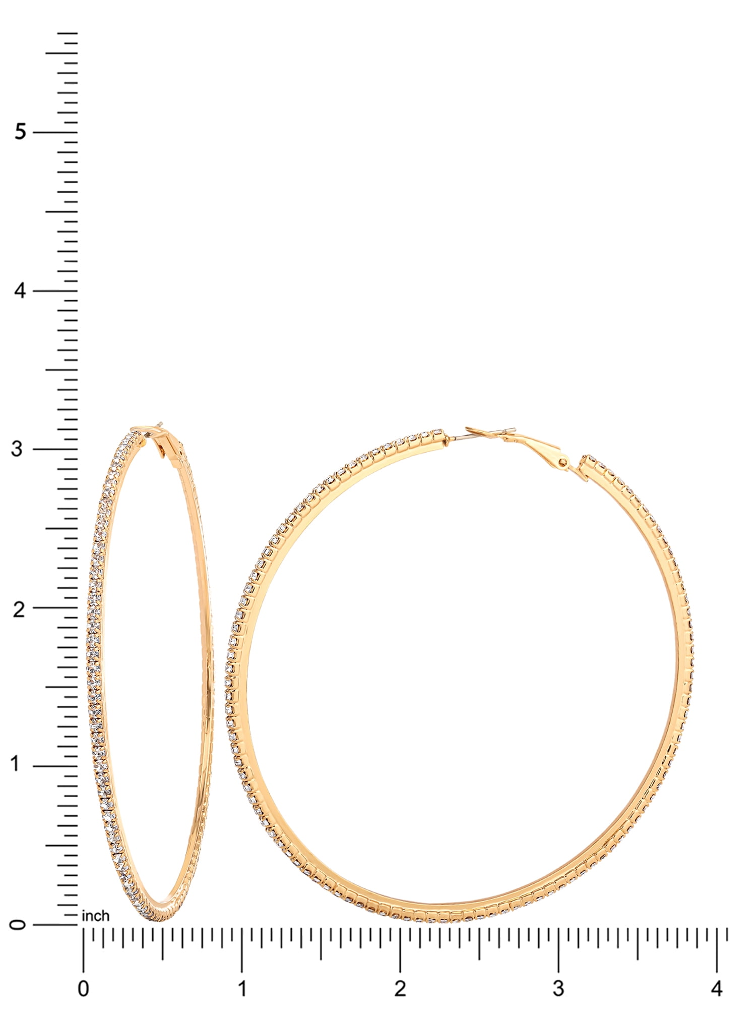 Jessica Simpson Women's Gold-Tone Rhinestone Hoop Earrings with Lever Closure