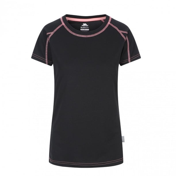 Trespass - Camiseta de manga corta modelo Mamo para mujer (Negro/Coral neón)